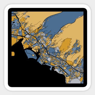 Honolulu Map Pattern in Blue & Gold Sticker